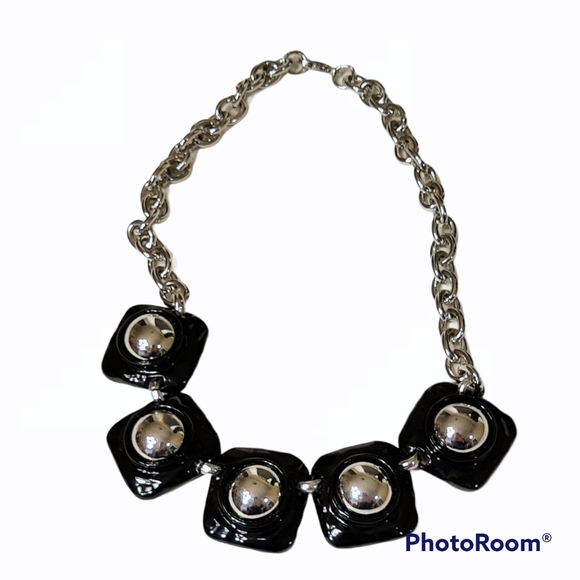 Vintage Enameled 1960s Geometric Necklace 18" long - Picture 1 of 5